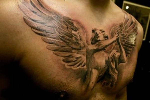 Chest Angel Tattoo