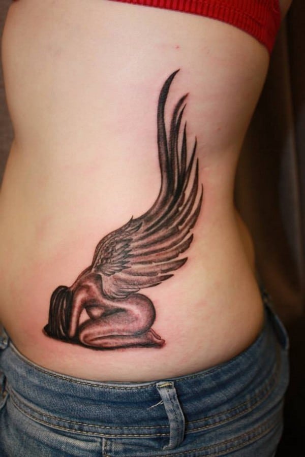 Fallen Angel Side Tattoo