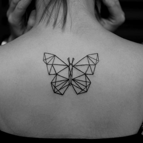 geometric butterfly tattoo on back