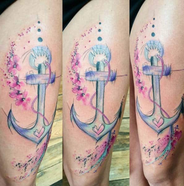 Feminine Anchor Tattoo by Simona Blanar