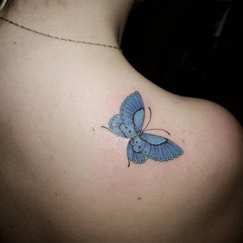 Gorgeous Blue Butterfly Tattoo