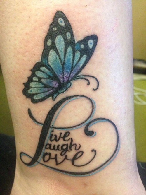 Live, Laugh and Love Butterfly Tattoo