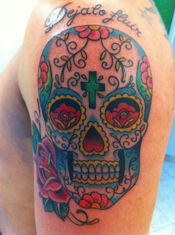 Mexican Sugar Skull Color Tattoo