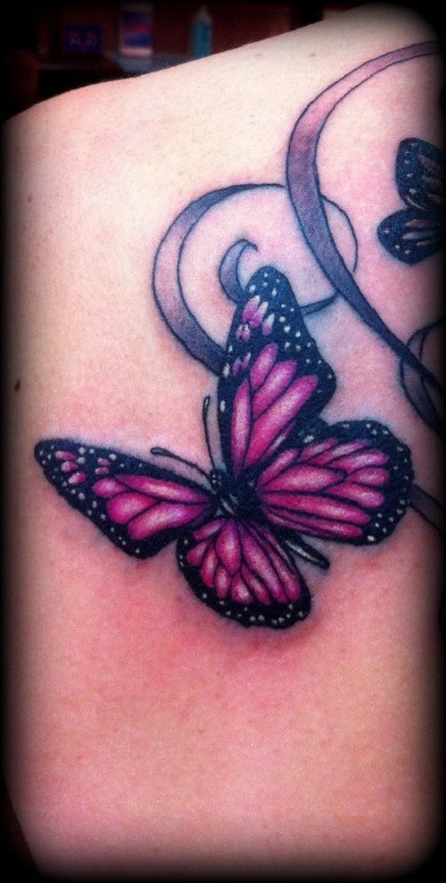 Pink Butterfly Tattoo