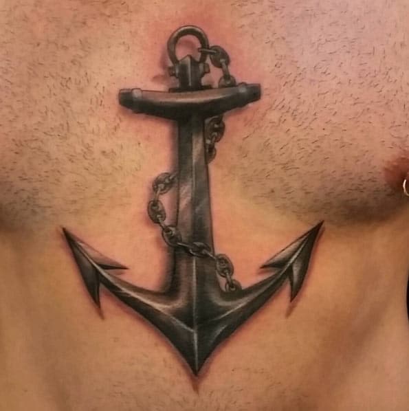Large Anchor Tattoo on Chest by Robert