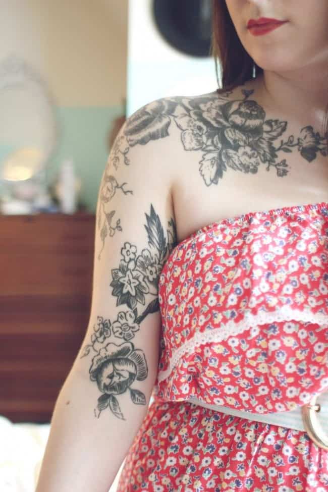 roses on arm