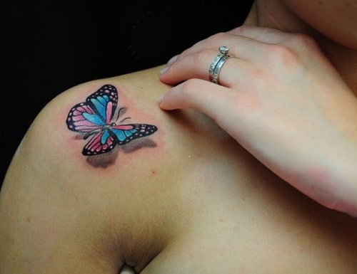 tattoo of a butterfly on shoulder