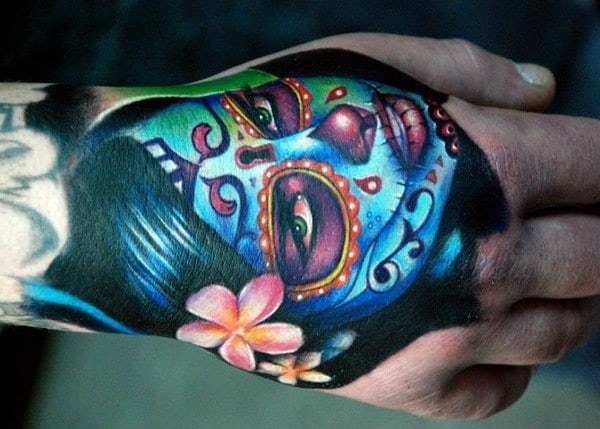 Sugar Skull Tattoo For Hand