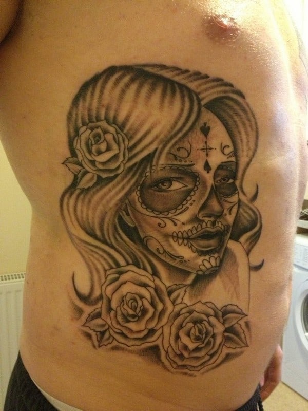 Sugar Skull Tattoo On Side