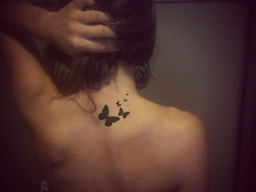 Tiny Butterfly Neck Tattoos