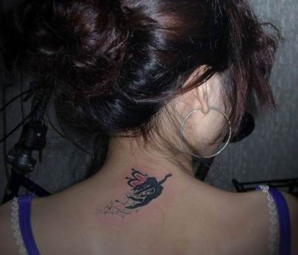 upper back angel tattoos for women