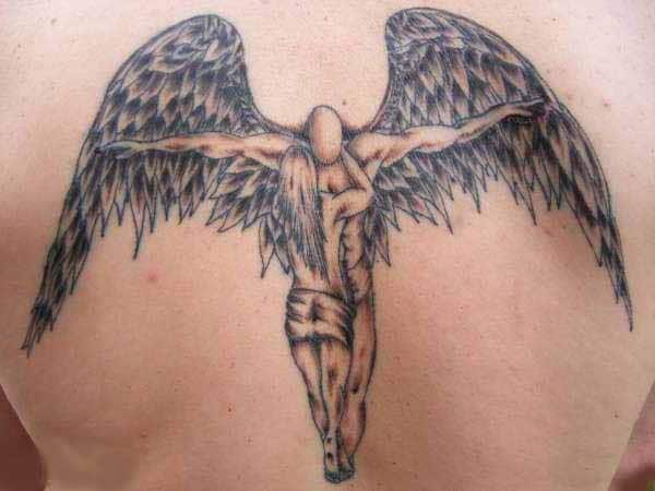 Woman With Male Angel Tattoo