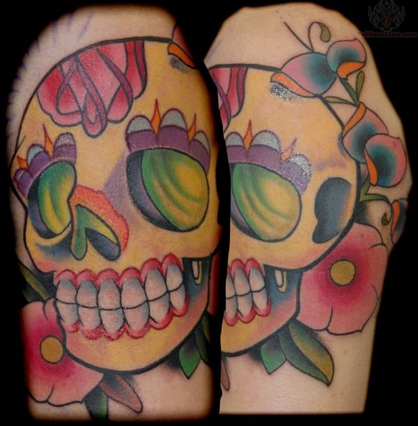 Yellow Sugar Skull Tattoo