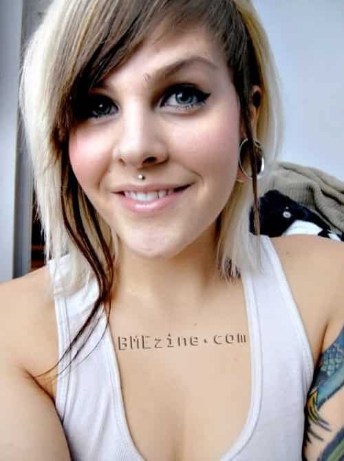Beautiful Smiling Girl With Medusa Piercing