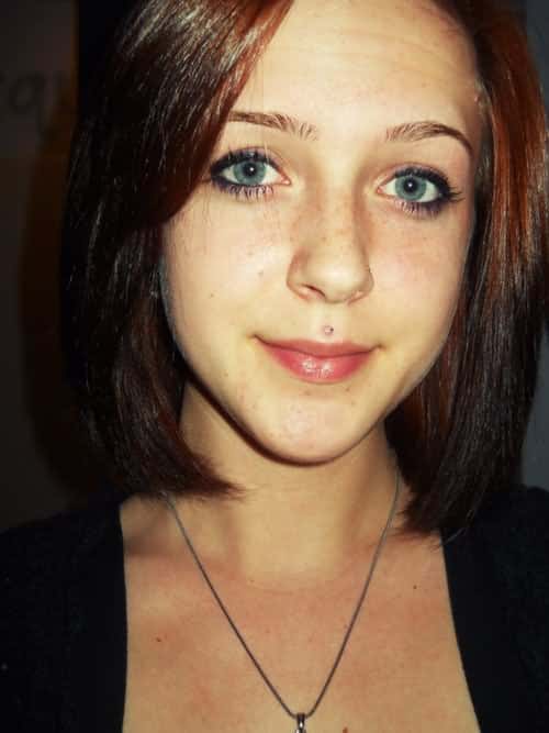 Girl Showing Her Medusa Piercing