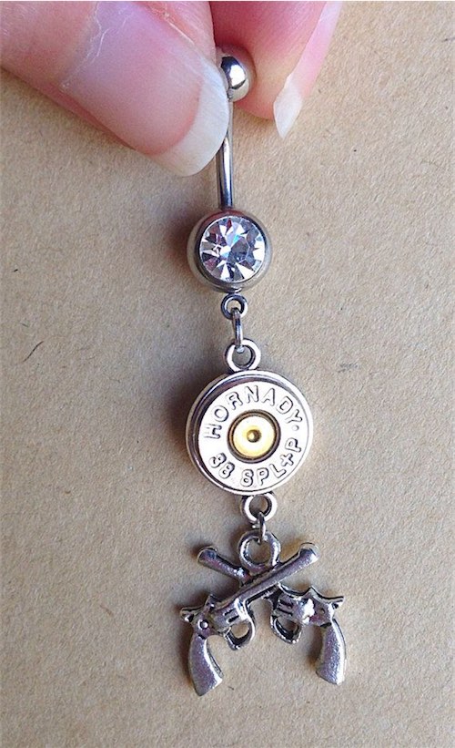 Belly Button Ring with guns and bullet casing