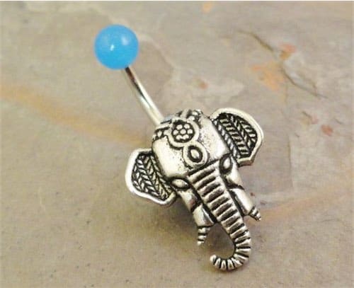 Light Blue Elephant Belly Button Ring