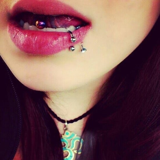 young lady with lip piercings