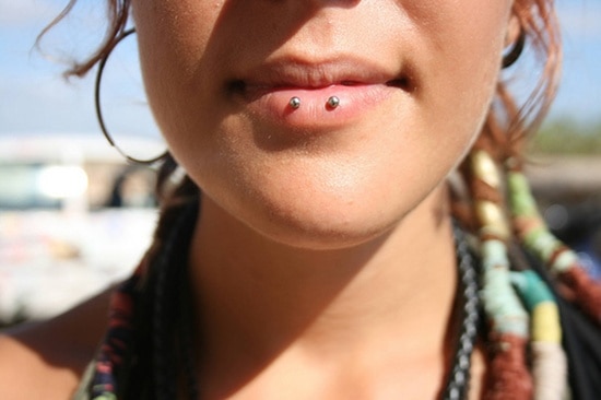 woman with lip piercing