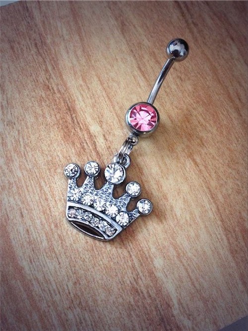 Rhinestone Crown Belly Ring