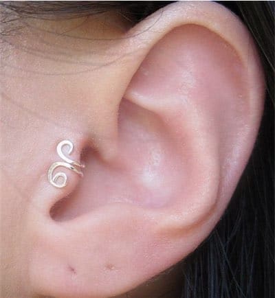 Sterling Silver Small Swirl Tragus Ear Cuff