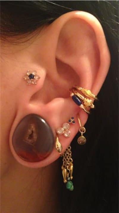 Tragus Lobe Flower Piercing