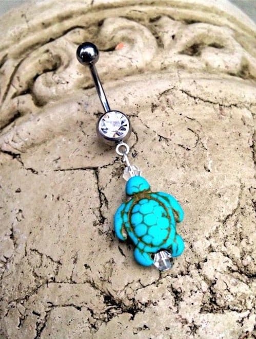 Turquoise Sea Turtle Belly Button Ring 