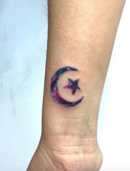 Cosmic Moon and Star Tattoo