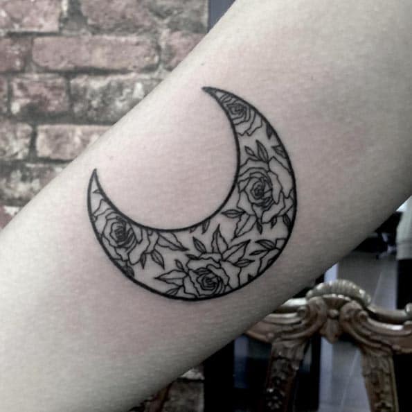 Rose Moon Tattoo by Heidi Kaye
