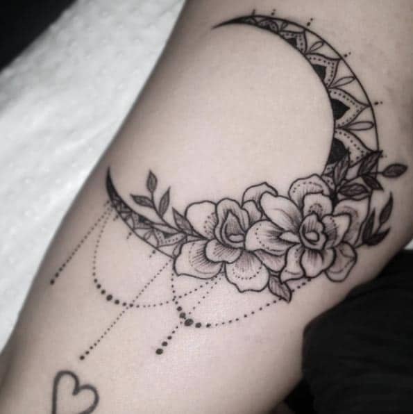 Mandala Moon Tattoo by Becky Salter