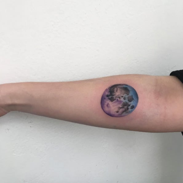 Amazing Moon Tattoo on Forearm by Fatih Odabas