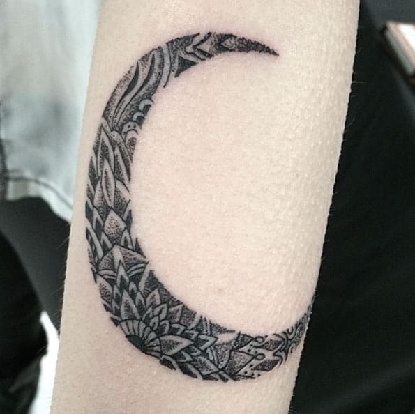 Dotwork Moon Tattoo by Jake Heery