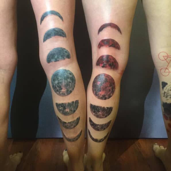 Matching Phases of the Moon Tattoo by Caleb Cashew