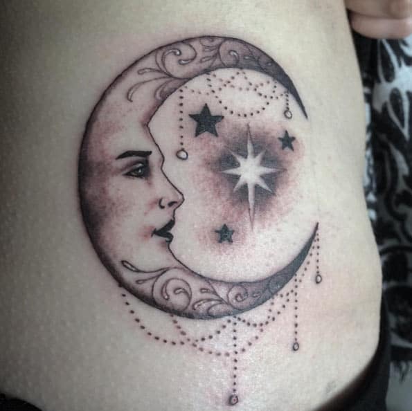 Fancy Moon with a Face Tattoo by Christopher Worker