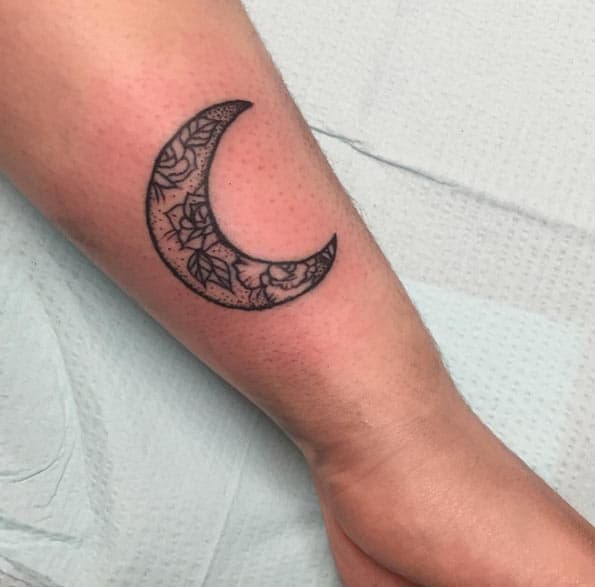 Crescent Moon Rose Tattoo by Grace LaMorte