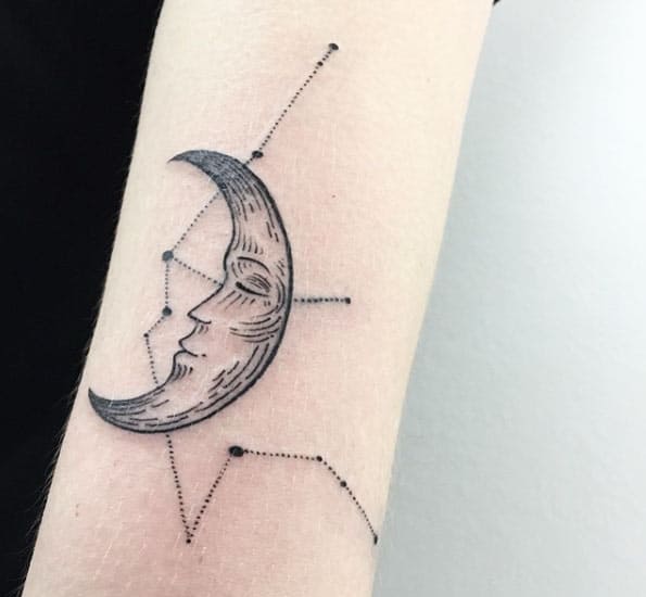 Constellation Moon Tattoo by Sasha Masiuk