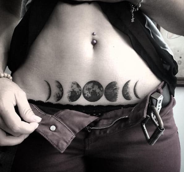 Blackwork Phases of the Moon Tattoo by Noksi