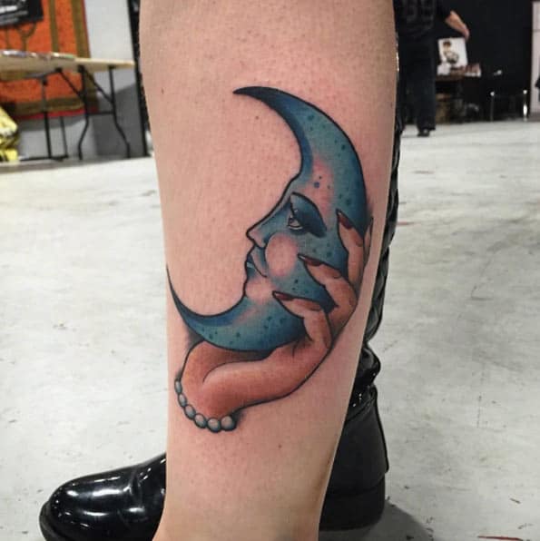 Neo Traditional Moon Tattoo by Fraser Peek