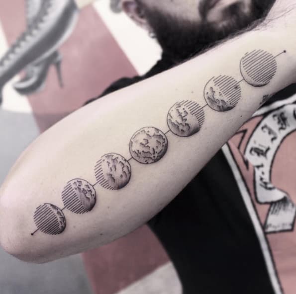 Creative Phases of the Moon Tattoo by Karry Ka-Ying Poon