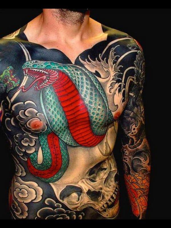cobra tattoo on chest