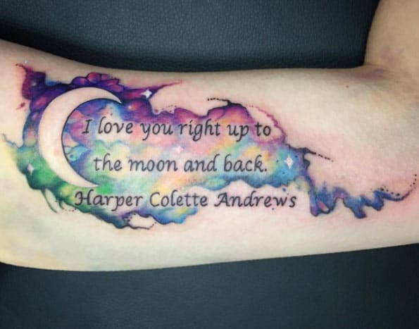 Watercolor Love Quote Tattoo by Jennifer Fowler