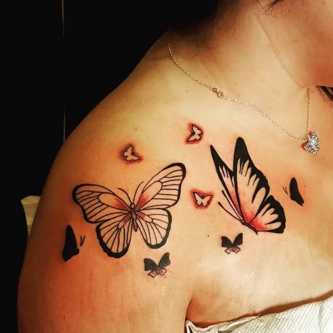 butterfly tattoo on shoulder for girls