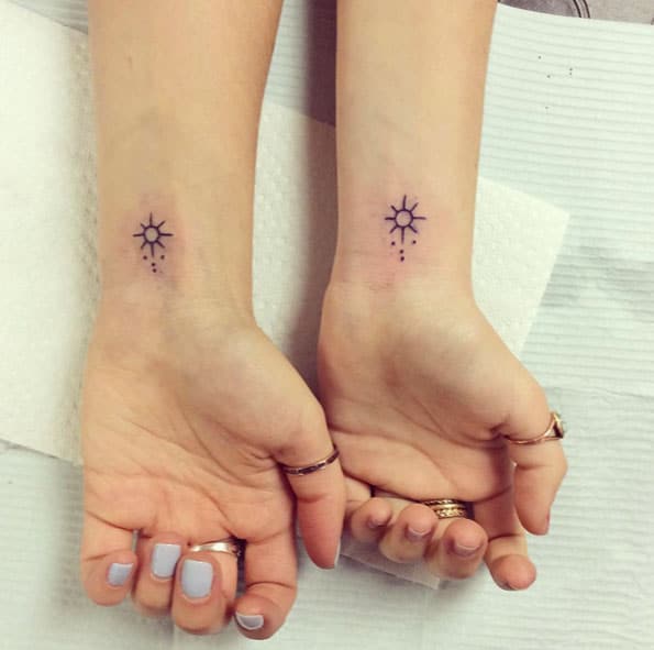 Matching Sister Tattoos on Wrist by Sofia Mittica