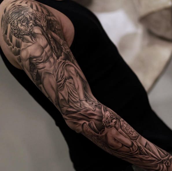 Prometheus Full Sleeve Tattoo by Jun Cha