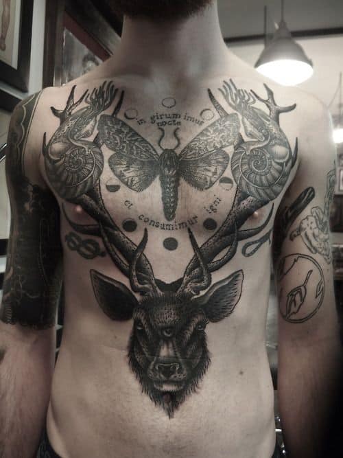 Antler Stomach Tattoo