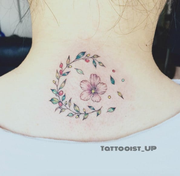 Floral Back Neck Tat by UP