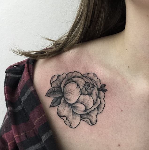 Dotwork Floral Tattoo on Shoulder by Sasha Masiuk