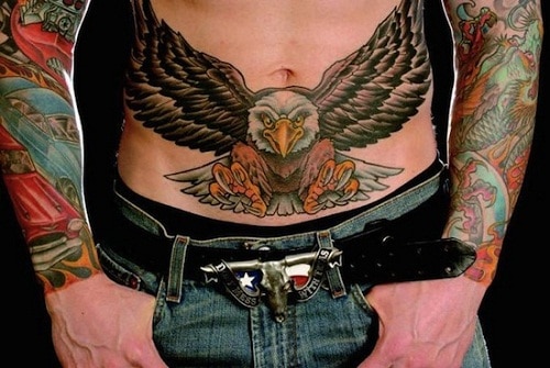 Flying Eagle Tattoo on Stomach