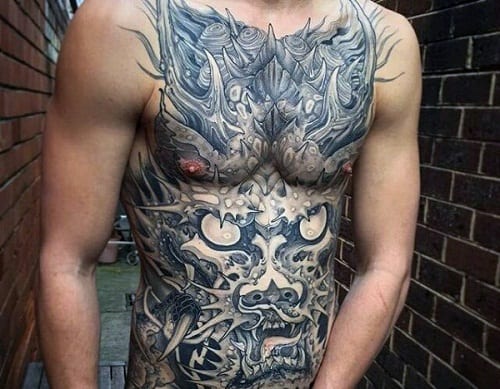 Japanese Dragon Stomach Tattoo