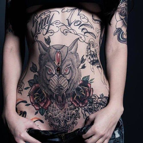 My Cold Wolf Stomach Tattoos